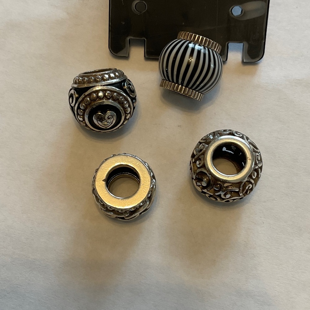 Elegant Brighton Black and Silver Bead Charms Set
